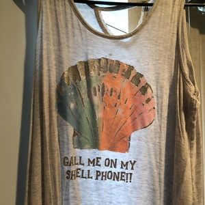 Justice call me on my shell phone tank top
